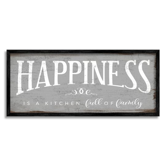 Stupell Industries Happiness is A Full Kitchen Phrase Distressed Paint Framed Wall Art